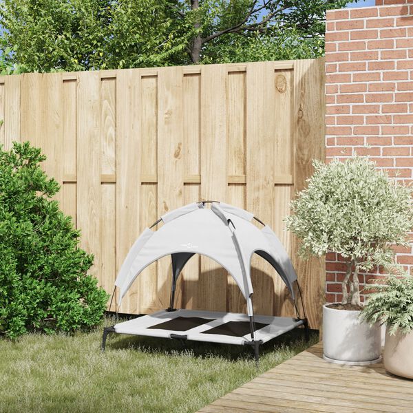 vidaXL Psia postel' Strieborn&aacute; &scaron;ed&aacute; 92 x 77 x 82,5 cm Oceľ