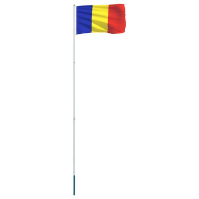 vidaXL Rumunská vlajka a stĺp 4 m hliníkový