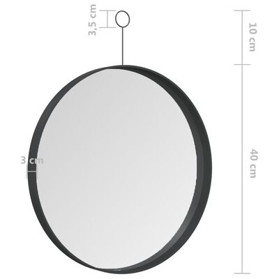 vidaXL Závesné zrkadlo s hákom čierne 40 cm