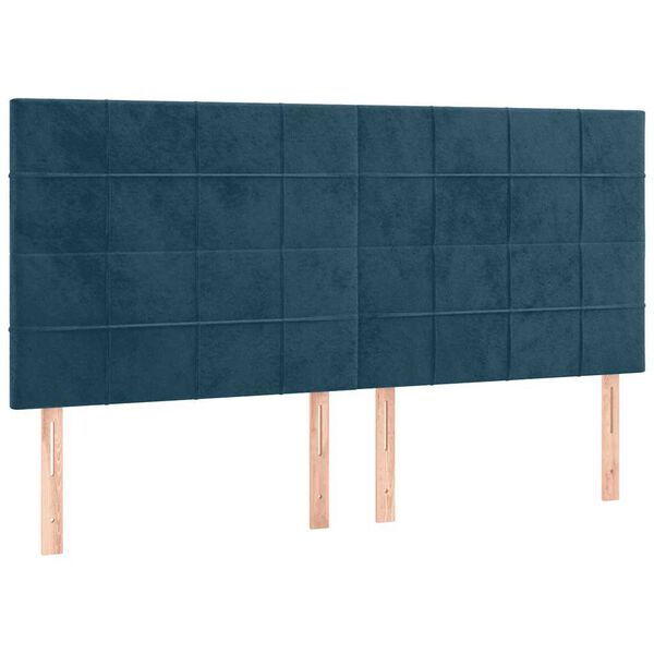 vidaXL Čelo postele tmavomodr&eacute; 200x5x118/128 cm zamatov&eacute;