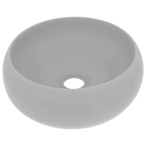 vidaXL Luxusn&eacute; um&yacute;vadlo, okr&uacute;hle, matn&eacute; svetlosiv&eacute; 40x15 cm, keramika
