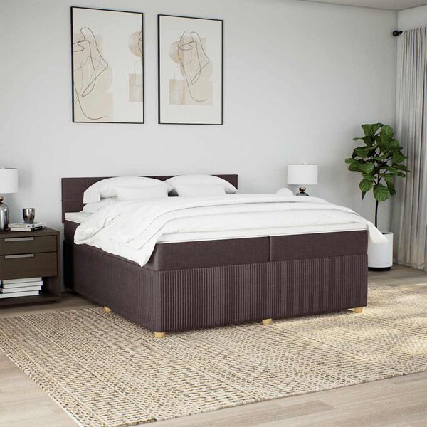 vidaXL Boxspring posteľ s matracom tmavohned&aacute; 200x200 cm l&aacute;tka