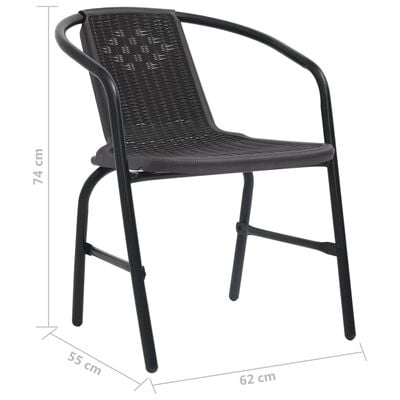 vidaXL Záhradné stoličky 2 ks plastový rata a oceľ 110 kg