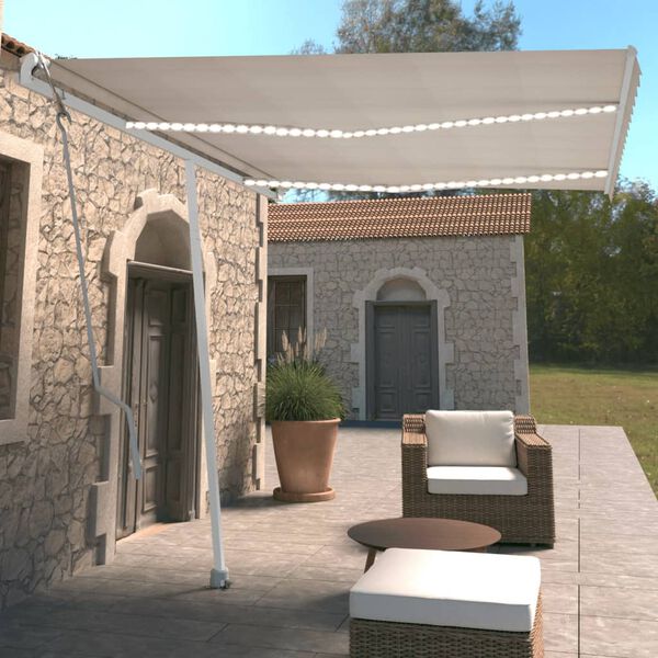 vidaXL Automatick&aacute; mark&iacute;za s LED a senzorom vetra 350x250 cm kr&eacute;mov&aacute;