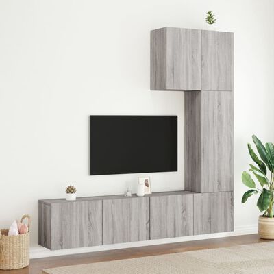 vidaXL 5-dielne TV nástenné skrinky sivé sonoma kompozitné drevo