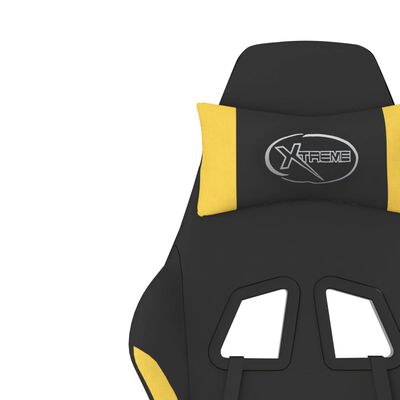 vidaXL Herná masážna stolička s podnožkou čierna a žltá látková