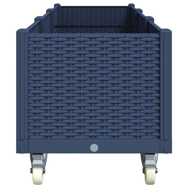 vidaXL Z&aacute;hradn&yacute; kvetin&aacute;č s kolieskami modrosiv&yacute; 240x50x54 cm PP