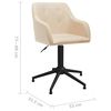 vidaXL Otočné jedálenské stoličky 6 ks krémové látkové