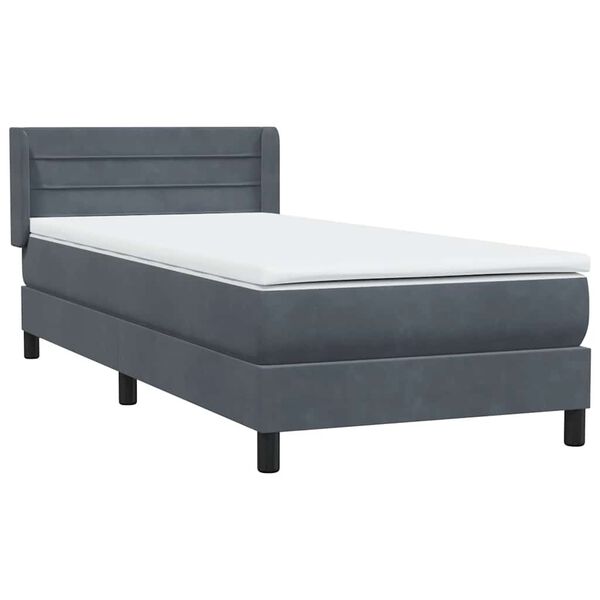 vidaXL Posteľn&yacute; r&aacute;m boxspring s matracom tmavosiv&yacute; 90x220 cm zamat
