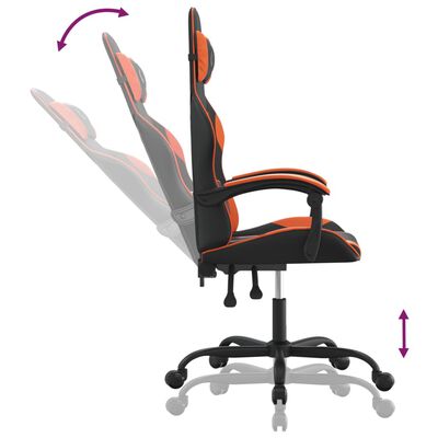 vidaXL Otočná herná stolička čierna a oranžová umelá koža