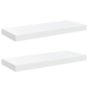 vidaXL Pl&aacute;vaj&uacute;ce n&aacute;stenn&eacute; police 2 ks, leskl&eacute; biele 60x23,5x3,8cm, MDF