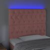 vidaXL Čelo postele s LED ružové 90x7x118/128 cm zamat