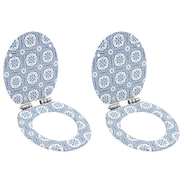 vidaXL WC sedadlá s pomalým sklápaním 2 ks, MDF, motív porcelánu