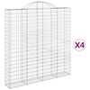 vidaXL Obl&uacute;kov&yacute; gabionov&yacute; k&ocirc;&scaron; 4 ks 200x30x200/220cm pozinkovan&eacute; železo