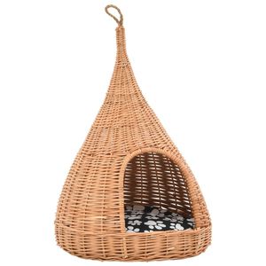 vidaXL Domček pre mačku s vank&uacute;&scaron;om 40x60 cm pr&iacute;rodn&aacute; vŕba t&iacute;p&iacute;