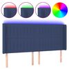 vidaXL Čelo postele s LED modr&eacute; 163x16x118/128 cm l&aacute;tka