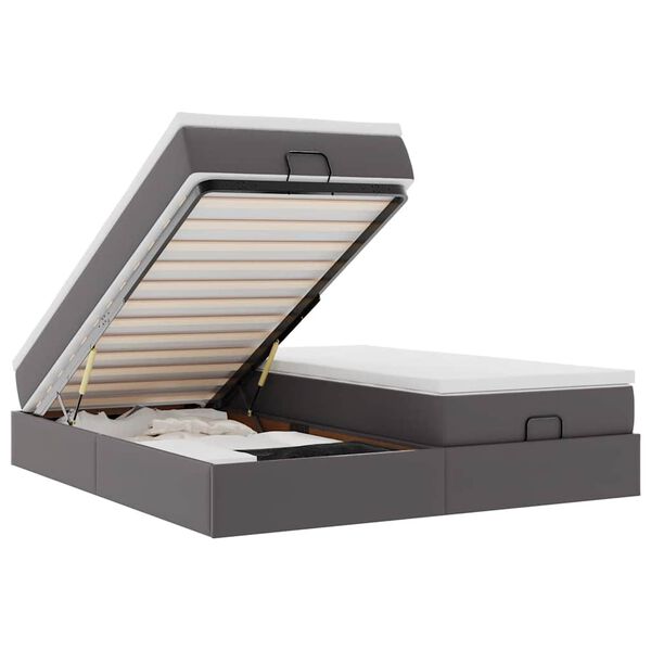 vidaXL Osmansk&yacute; r&aacute;m postele s matracmi siv&aacute; 180x200 cm umel&aacute; koža