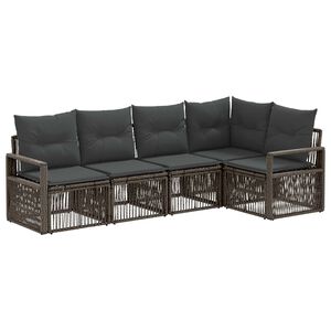 vidaXL S&uacute;prava z&aacute;hradn&yacute;ch pohoviek 5 pcs Siv&aacute; polyratan