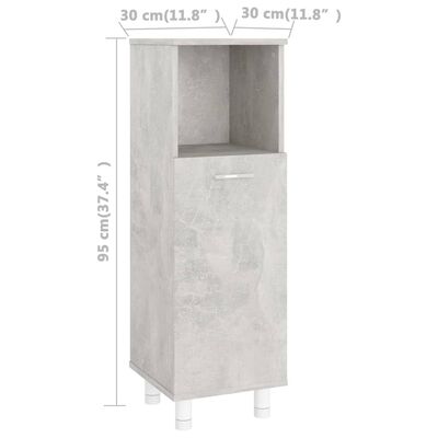 vidaXL Skrinka do kúpeľne, betónovo sivá 30x30x95 cm, kompozitné drevo
