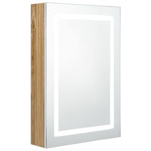 vidaXL LED k&uacute;peľňov&aacute; zrkadlov&aacute; skrinka biela a farba dubu 50x13x70 cm