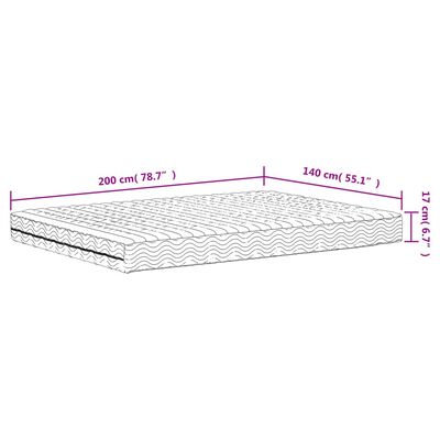vidaXL Penový matrac biely 140x200 cm tvrdosť H2 H3