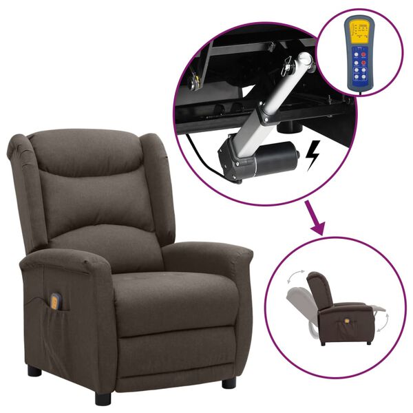 vidaXL Zdvíhacie masážne kreslo hnedé látka