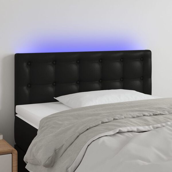 vidaXL Čelo postele s LED čierne 100x5x78/88 cm umelá koža
