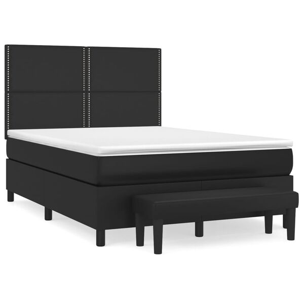 vidaXL Boxspring posteľ s matracom čierny 140x190 cm umel&aacute; koža