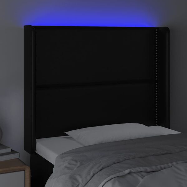 vidaXL Čelo postele s LED čierne 93x16x118/128 cm umel&aacute; koža
