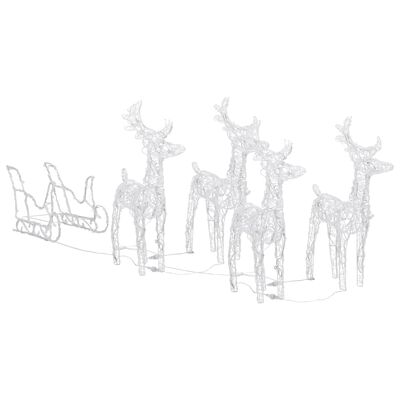 vidaXL Vianočná dekorácia so sobmi a saňami 280x28x55 cm, akryl