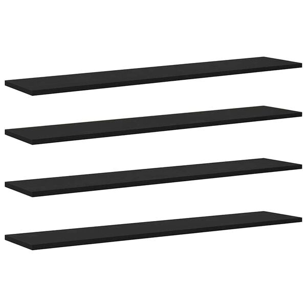 vidaXL Polica na knihy 4 pcs Čierny 100 x 20 x 1,5 cm Kompozitn&eacute; drevo