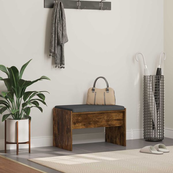 vidaXL Predsieňov&aacute; lavica s vank&uacute;&scaron;om Dymov&aacute; dub 63 x 38 x 40 cm