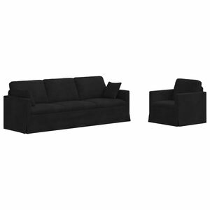 vidaXL Sada pohoviek 2 pcs Čierna 228 x 78 x 80 cm Zamat