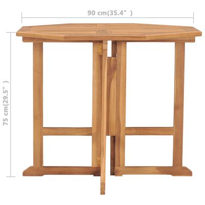 vidaXL Skladací záhradný jedálenský stôl 90x90x75 cm tíkový masív