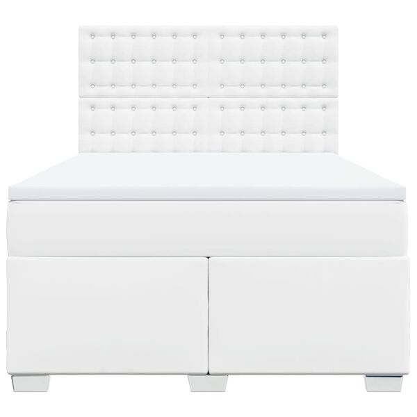 vidaXL Boxspring posteľ s matracom biela 160x200 cm umel&aacute; koža