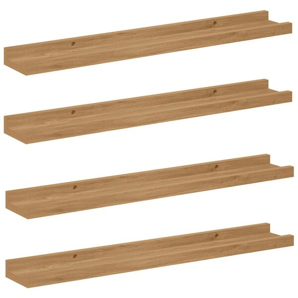 vidaXL Stenn&aacute; polica 4 pcs Hned&aacute; 60 x 9 x 3 cm Kompozitn&eacute; drevo