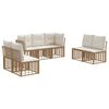 vidaXL Z&aacute;hradn&aacute; s&uacute;prava gaučov s vank&uacute;&scaron;om 7 pcs Pr&iacute;rodn&aacute; Polyester