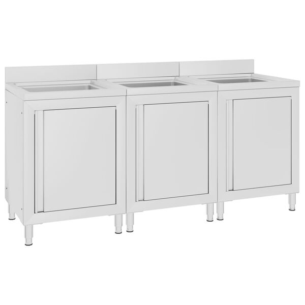 vidaXL Gastro kuchynsk&eacute; drezy so skrinkami 3 ks nehrdzavej&uacute;ca oceľ