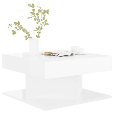vidaXL Konferenčný stolík lesklý biely 57x57x30 cm drevotrieska