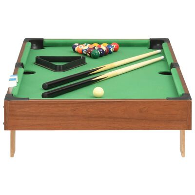 vidaXL 3-stopový mini gulečníkový stôl hnedý a zelený 92x52x19 cm