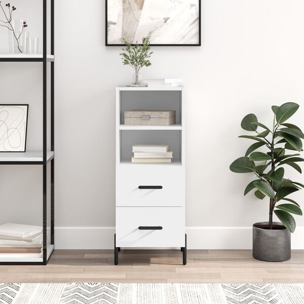 vidaXL Komoda biela 34,5x34x90 cm spracovan&eacute; drevo