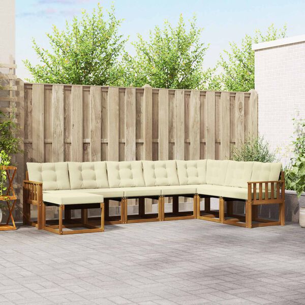 vidaXL Z&aacute;hradn&aacute; s&uacute;prava gaučov s vank&uacute;&scaron;om 8 pcs Pr&iacute;rodn&aacute; a kr&eacute;mov&aacute;