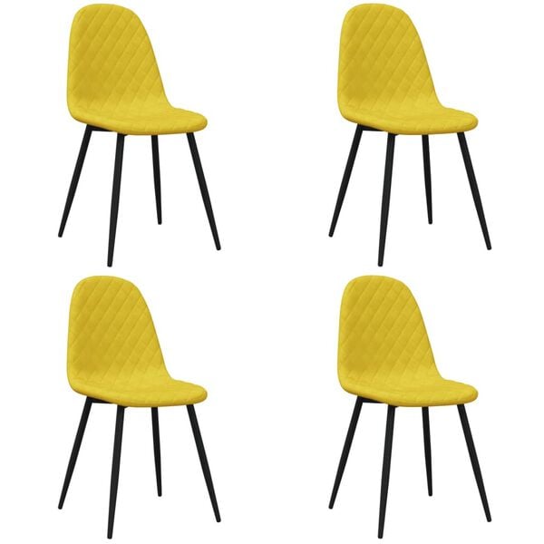 vidaXL Jedálenské stoličky 4 ks horčicovo-žlté zamatové
