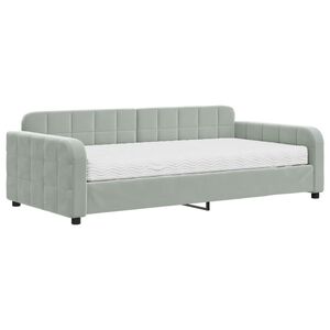vidaXL Denn&aacute; posteľ s matracom bledosiv&aacute; 100x200 cm zamat