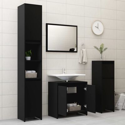 vidaXL Súprava kúpeľňového nábytku, čierna, kompozitné drevo