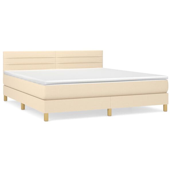 vidaXL Posteľn&yacute; r&aacute;m boxspring s matracom kr&eacute;mov&yacute; 160x200 cm l&aacute;tka