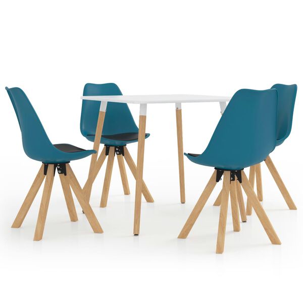 vidaXL 5-dielna jed&aacute;lensk&aacute; s&uacute;prava čierna a tyrkysov&aacute;