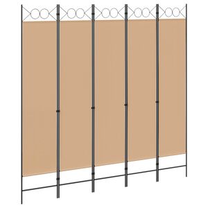 vidaXL 5-panelov&yacute; parav&aacute;n B&eacute;žov&aacute; 200 x 200 cm L&aacute;tka
