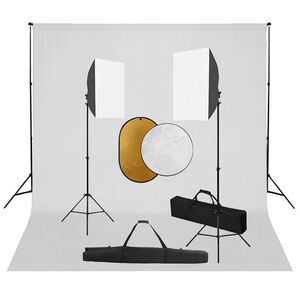 vidaXL Fotografick&eacute; vybavenie so softboxami, pozad&iacute;m a reflektorom