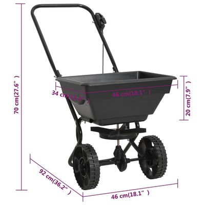 vidaXL Posypový vozík na soľ, PVC a oceľ 92x46x70 cm, 15 l